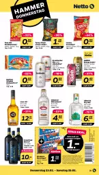 Gazetka promocyjna Netto - Woche 8 - Gazetka - ważna od 25.02 do 25.02.2023 - strona 21 - produkty: alkohol, berliner, Brei, brot, chips, coupon, crunchips, drink, dry gin, energy drink, flasche, funny-frisch, gin, grand sud, KnabberSnack, knoppers, korn, krombache, krombacher, krombacher pils, LG, licor, licor 43, linsen, lorenz, lorenz crunchips, merl, merlot, nuss, nussriegel, oldesloer, pils, pom-bär, riegel, snack, sofortrabatt, Ti, weizenkorn