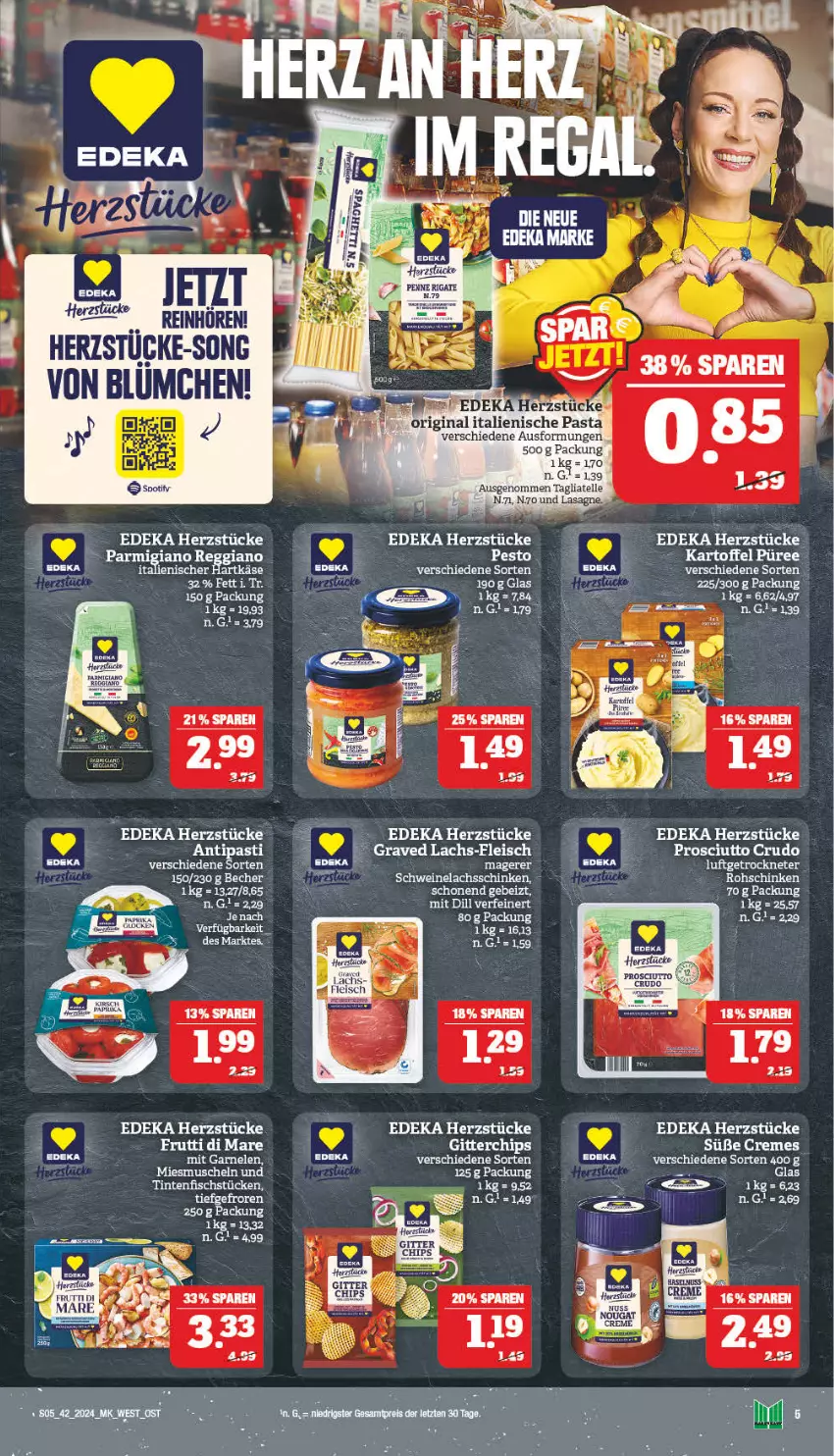 Aktueller Prospekt Marktkauf - Prospekt - von 14.10 bis 19.10.2024 - strona 5 - produkty: antipasti, asti, chips, deka, eis, elle, fisch, fleisch, frutti di mare, garnelen, gin, Graved Lachs, hartkäse, italienische pasta, italienischer hartkäse, kartoffel, Käse, lachs, lachsschinken, lasagne, mac, Muscheln, pasta, penne, pesto, prosciutto, prosciutto crudo, püree, rohschinken, schinken, schwein, schweine, Schweinelachs, tagliatelle, Ti, wein, weine