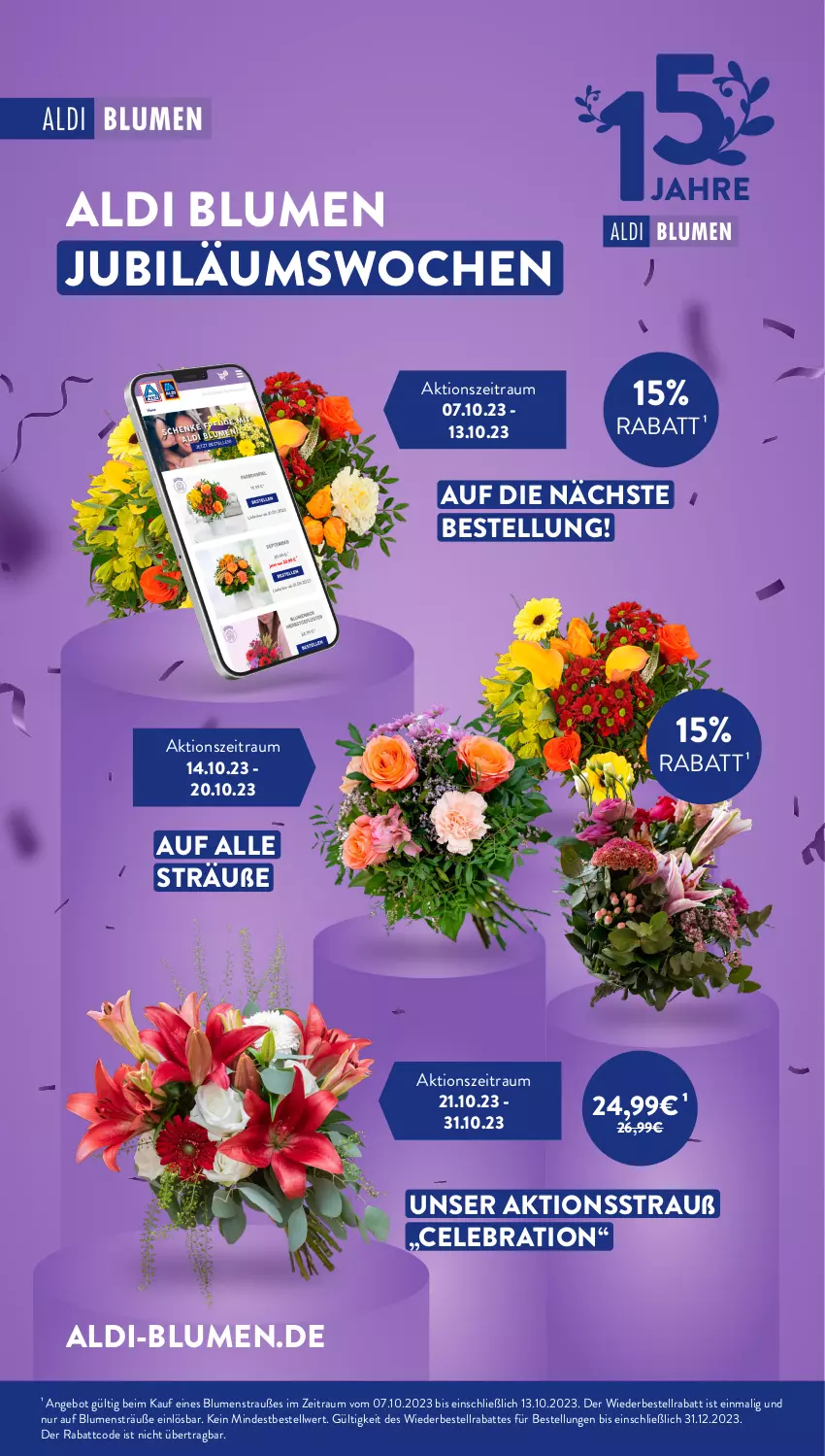 Aktueller Prospekt AldiSud - IN ZWEI WOCHEN - von 23.10 bis 28.10.2023 - strona 9 - produkty: aldi, angebot, blume, blumen, Blumenstrauß, Jubiläums, Ti