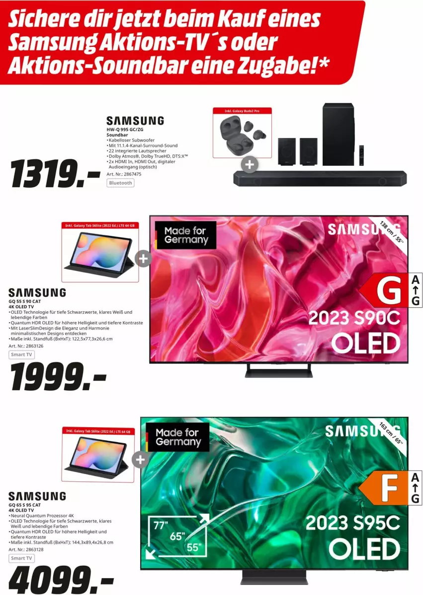 Aktueller Prospekt Media Markt - Prospekte - von 25.05 bis 31.05.2023 - strona 2 - produkty: decke, Germ, HDMI, lautsprecher, Samsung, soundbar, Subwoofer, Ti, tisch