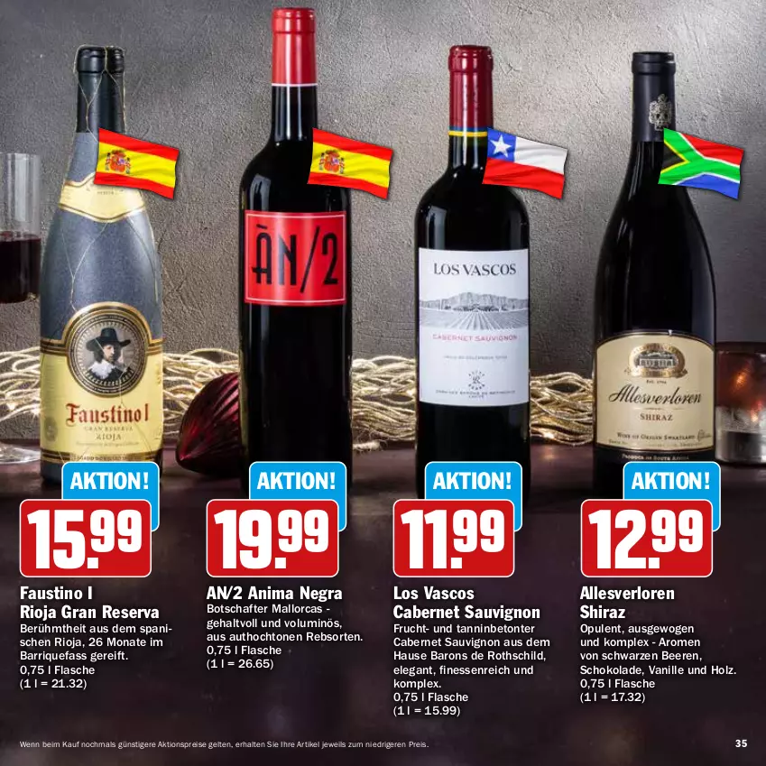 Aktueller Prospekt Hit - Prospekte - von 28.11 bis 31.12.2022 - strona 35 - produkty: aktionspreis, aust, beere, beeren, cabernet, cabernet sauvignon, eis, finesse, flasche, Holz, reis, rioja, sauvignon, schoko, schokolade, Ti, vanille