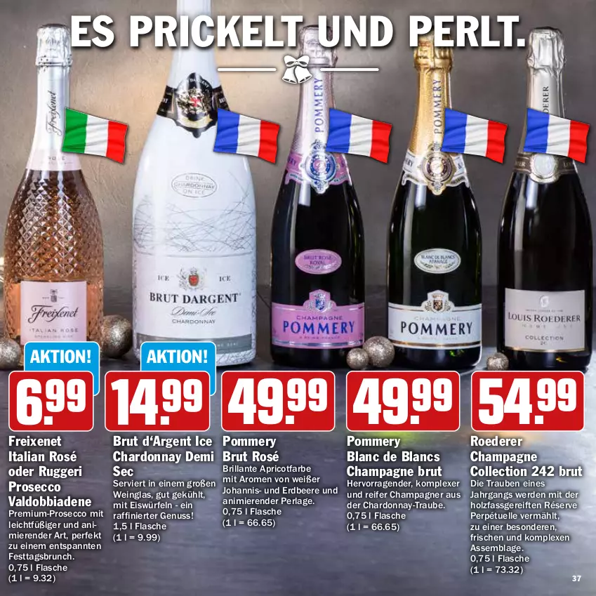 Aktueller Prospekt Hit - Prospekte - von 28.11 bis 31.12.2022 - strona 37 - produkty: beere, brut, champagne, champagner, chardonnay, de blancs, ecco, eis, eiswürfel, elle, erdbeere, erde, flasche, freixenet, Holz, nuss, perla, prosecco, Ti, trauben, valdo, wein, würfel