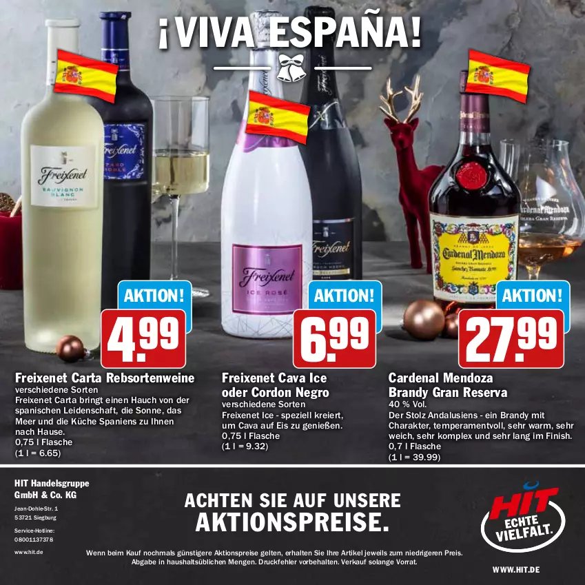 Aktueller Prospekt Hit - Prospekte - von 28.11 bis 31.12.2022 - strona 40 - produkty: aktionspreis, Cava, eier, eis, Finish, flasche, freixenet, küche, rebsortenweine, reis, ring, Spezi, Ti, wein, weine