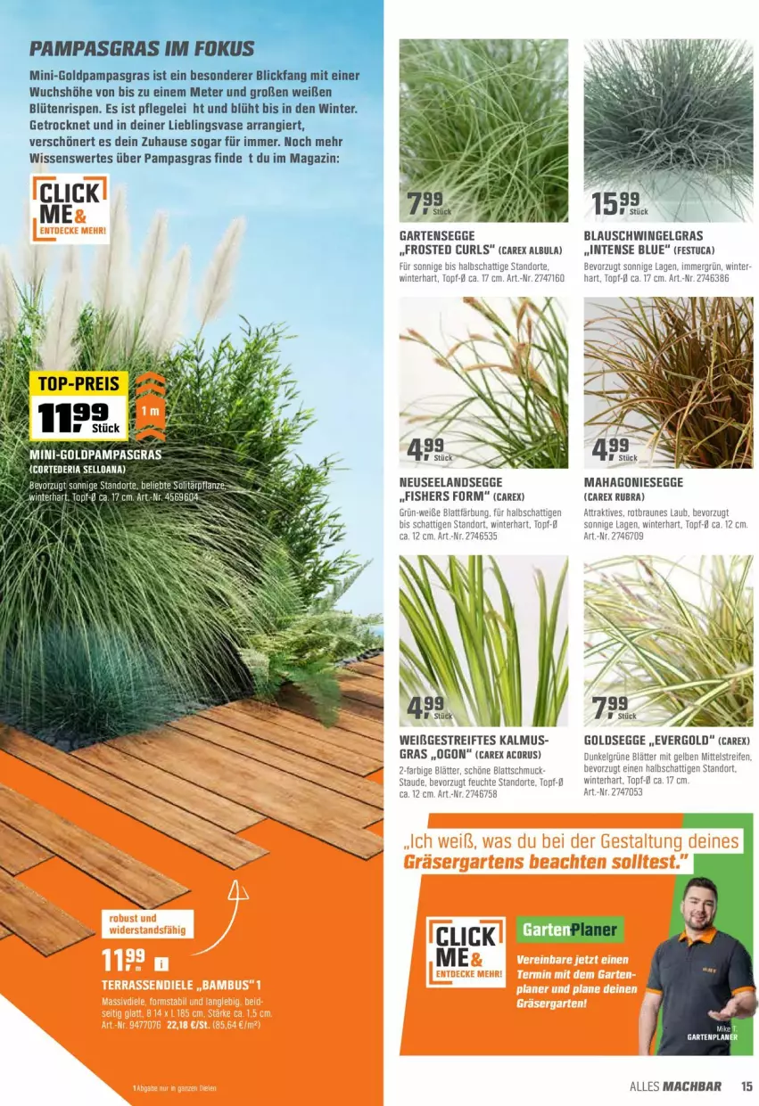 Aktueller Prospekt Obi - Prospekte - von 26.04 bis 15.05.2022 - strona 15 - produkty: Blüte, braun, eis, Elan, Garten, LG, mac, magazin, reifen, reis, Schmuck, Ti, top-preis, topf, tuc, Vase