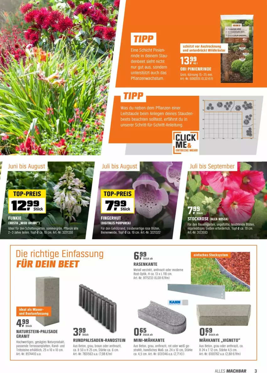 Aktueller Prospekt Obi - Prospekte - von 26.04 bis 15.05.2022 - strona 3 - produkty: braun, eis, Garten, latte, mac, Mode, natur, naturstein, rasen, reis, tee, terrassenplatte, Ti, top-preis, trauben