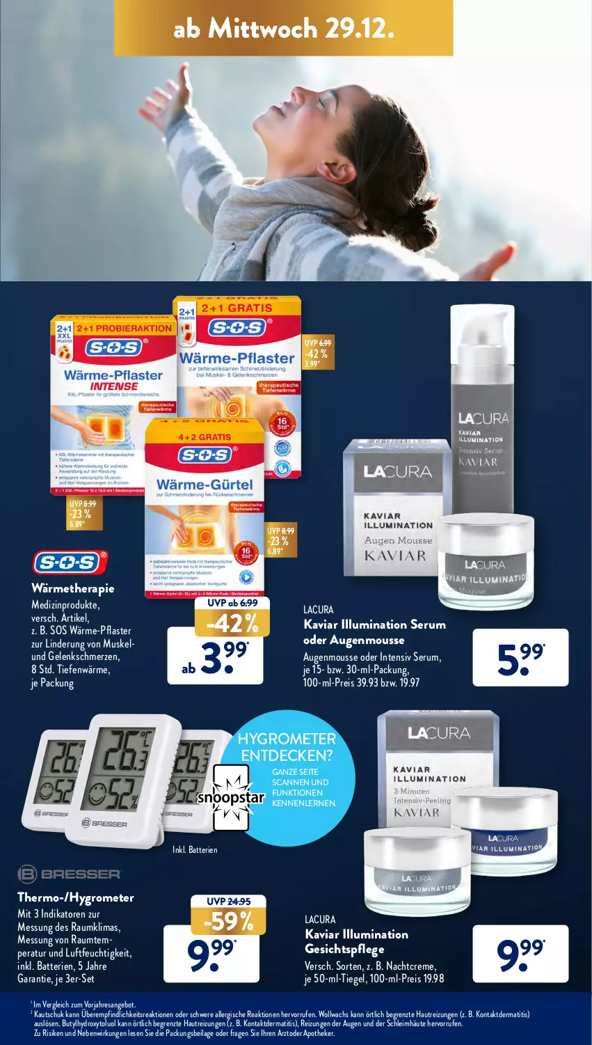 Aktueller Prospekt AldiSud - ALDI Aktuell - von 27.12 bis 31.12.2021 - strona 29 - produkty: angebot, Apotheke, batterie, batterien, creme, decke, eis, gesichtspflege, Grom, Hygrometer, ilag, je 50-ml-tiegel, medizinprodukt, mousse, nachtcreme, pflaster, reis, resa, rum, Serum, Ti, ZTE