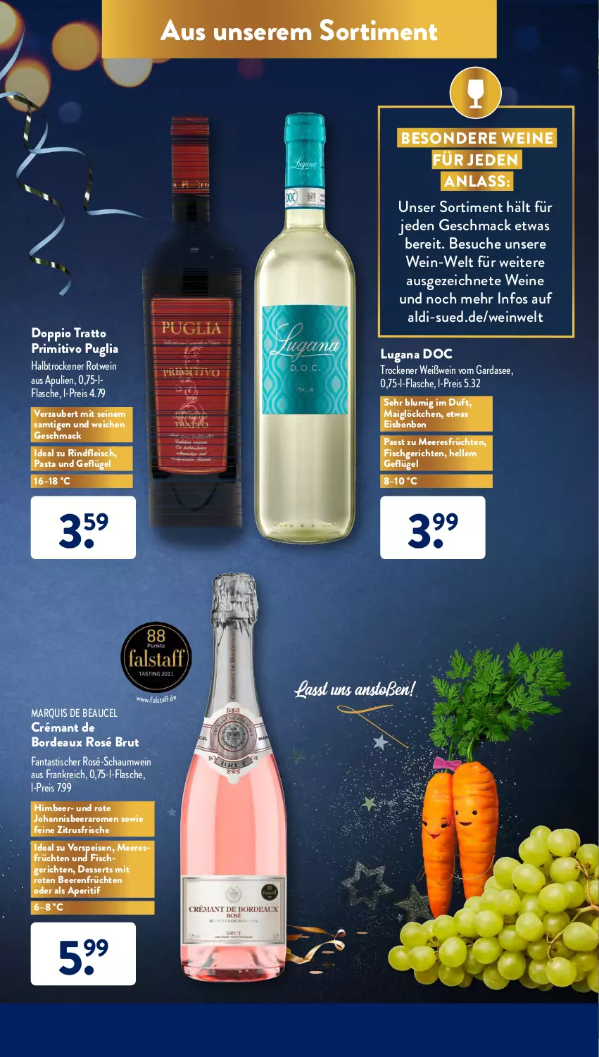 Aktueller Prospekt AldiSud - ALDI Aktuell - von 27.12 bis 31.12.2021 - strona 31 - produkty: aldi, aperitif, asti, beere, beeren, brut, dessert, desserts, eis, elle, fanta, fisch, flasche, fleisch, früchte, früchten, Geflügel, himbeer, mac, meeresfrüchte, pasta, primitivo, reis, rind, rindfleisch, rotwein, Ti, tisch, vorspeise, wein, weine, Weißwein