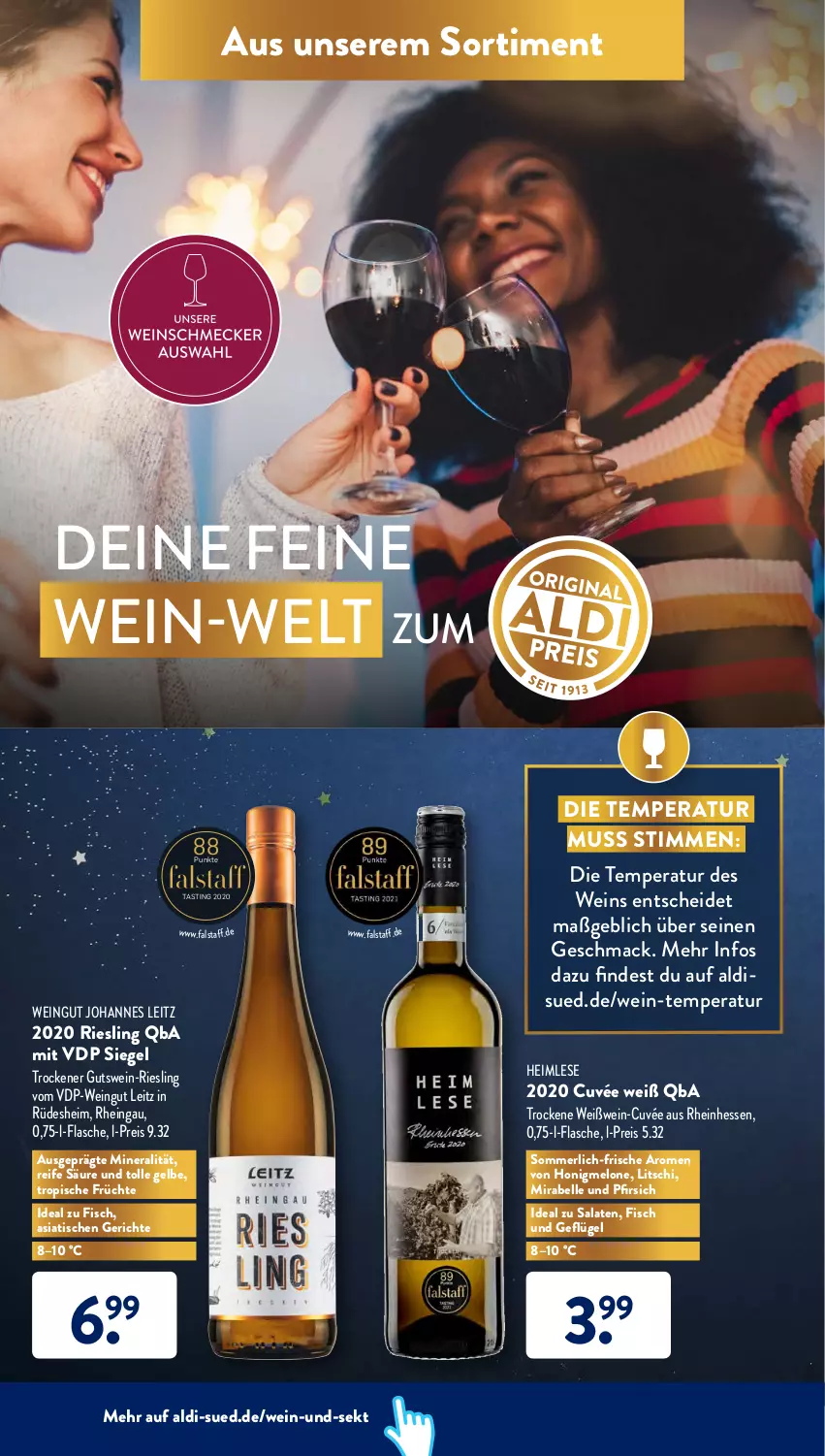 Aktueller Prospekt AldiSud - ALDI Aktuell - von 27.12 bis 31.12.2021 - strona 32 - produkty: aldi, asti, cuvée, eis, elle, fisch, flasche, früchte, Geflügel, honig, honigmelone, leitz, mac, melone, merl, pfirsich, reis, riesling, salat, salate, sekt, Ti, tisch, wein, Weißwein, weißwein-