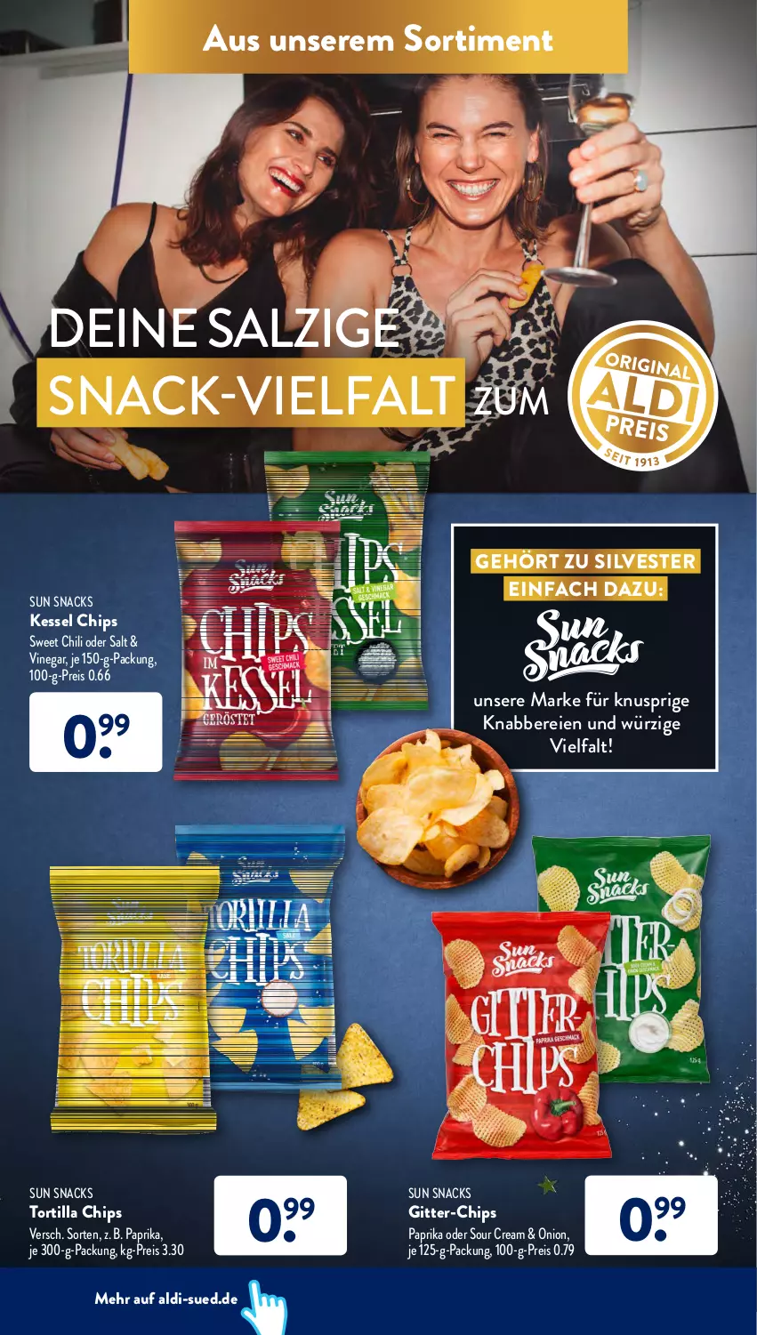 Aktueller Prospekt AldiSud - ALDI Aktuell - von 27.12 bis 31.12.2021 - strona 34 - produkty: aldi, chili, chips, eis, paprika, reis, salz, snack, snacks, sour cream, Sun Snacks, Ti, tortilla, Tortilla Chips