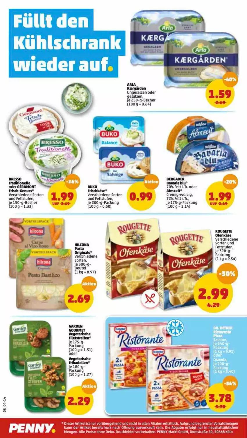 Aktueller Prospekt Penny - Prospekte - von 21.03 bis 26.03.2022 - strona 8 - produkty: bavaria blu, Becher, bergader, beutel, bresso, Buko, eier, eis, elle, filet, filets, frischkäse, garden gourmet, gin, Käse, LG, nuss, Ofen, Ofenkäse, pasta, reifen, reis, Ria, rouge, rougette, rum, salz, Ti, Vegeta, ZTE