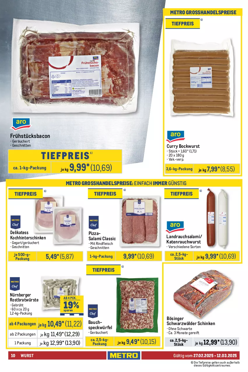 Aktueller Prospekt Metro - GastroJournal - von 27.02 bis 12.03.2025 - strona 10 - produkty: bacon, Bau, Berger, bockwurst, brot, butter, butterkäse, curry, edamer, eis, fleisch, galbani, gorgonzola, gouda, hinterschinken, Käse, käsescheiben, Maasdam, maasdamer, mac, Metro, milch, milram, mozzarella, mozzarella rolle, nürnberger, pizza, Rauch, reis, rel, rind, rindfleisch, salakis, salami, schinken, schnitten, schnittkäse, schnittkäsescheiben, schwarzwälder schinken, Speck, Ti, tiefpreis, tisch, würfel, wurst