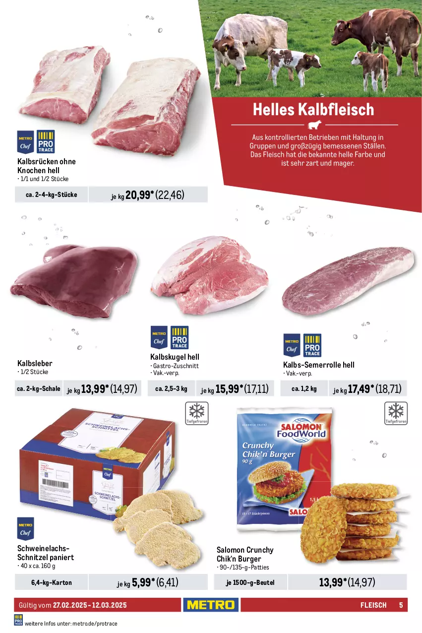 Aktueller Prospekt Metro - GastroJournal - von 27.02 bis 12.03.2025 - strona 5 - produkty: axe, beutel, brustfilet, burger, eis, elle, entrecôte, filet, fleisch, gulasch, hähnchenbrust, hähnchenbrustfilet, Haxe, Kalbsleber, kasseler, krone, Kugel, lachs, lamm, Metro, natur, reis, rind, rinder, rindergulasch, salomon, Schal, Schale, schnitzel, schwein, schweine, Schweinelachs, schweinenacken, steak, steakhüfte, Ti, wein, weine