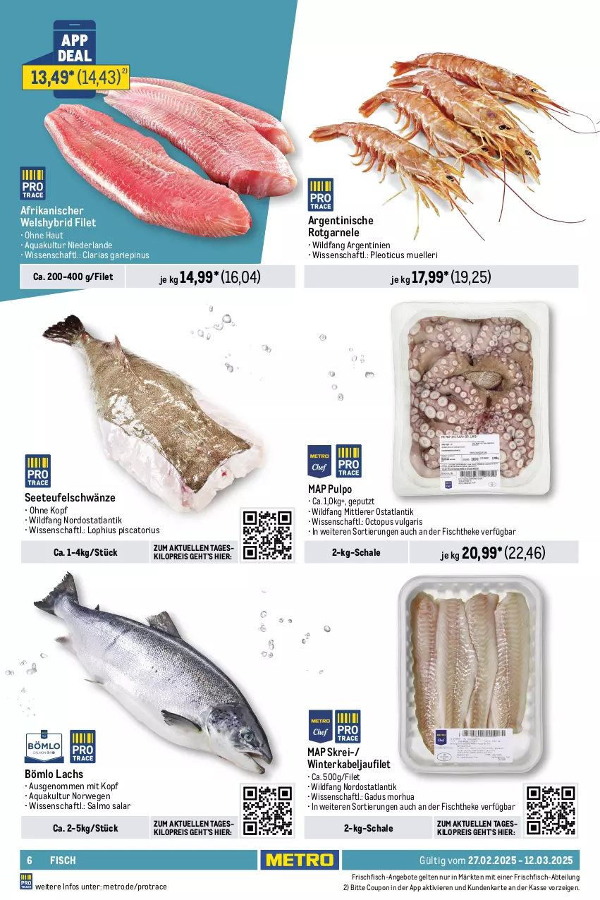 Aktueller Prospekt Metro - GastroJournal - von 27.02 bis 12.03.2025 - strona 6 - produkty: Abtei, angebot, angebote, aqua, beutel, coupon, eis, elle, filet, filets, fisch, fischtheke, frischfisch, garnelen, kabeljaufilet, lachs, lachsfilet, LG, matjes, Matjesfilet, matjesfilets, medaillons, Metro, Räucherlachs, reis, Ria, rwe, salz, Schal, Schale, schnitten, thunfisch, Ti, tiefpreis, wasser, Wels, Wild