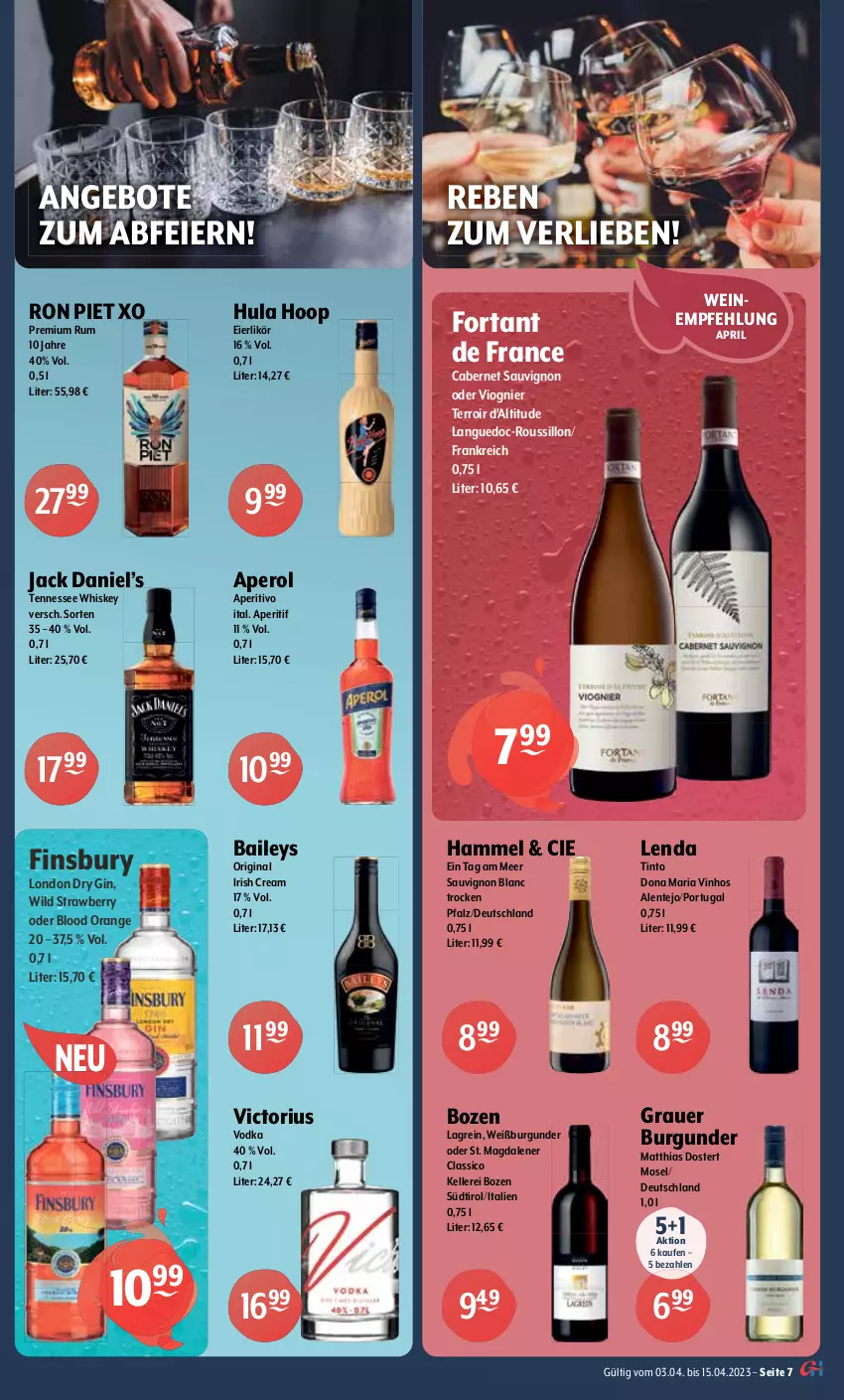 Aktueller Prospekt Getraenke Hoffmann - Prospekte - von 03.04 bis 15.04.2023 - strona 7 - produkty: Alwa, angebot, angebote, aperitif, aperol, auer, Bad, baileys, Berger, Bundaberg, burgunder, cabernet, cabernet sauvignon, classico, coca-cola, cola, dry gin, durstlöscher, eier, eierlikör, eis, elle, ente, erfrischungsgetränk, erfrischungsgetränke, finsbury, gerolsteine, gerolsteiner, getränk, getränke, gin, ginger, grauer burgunder, Hula Hoop, irish cream, jack daniel, Jack Daniel’s, likör, limo, london dry, london dry gin, mac, mineralwasser, monster, Monster Energy, natur, natürliches mineralwasser, orange, pril, reis, rel, Ria, rum, sauvignon, sauvignon blanc, schweppes, Selters, Staatl. Fachingen, steiner, tennessee whiskey, Ti, vilsa, vodka, wasser, wein, weine, Weißburgunder, whiskey, Wild