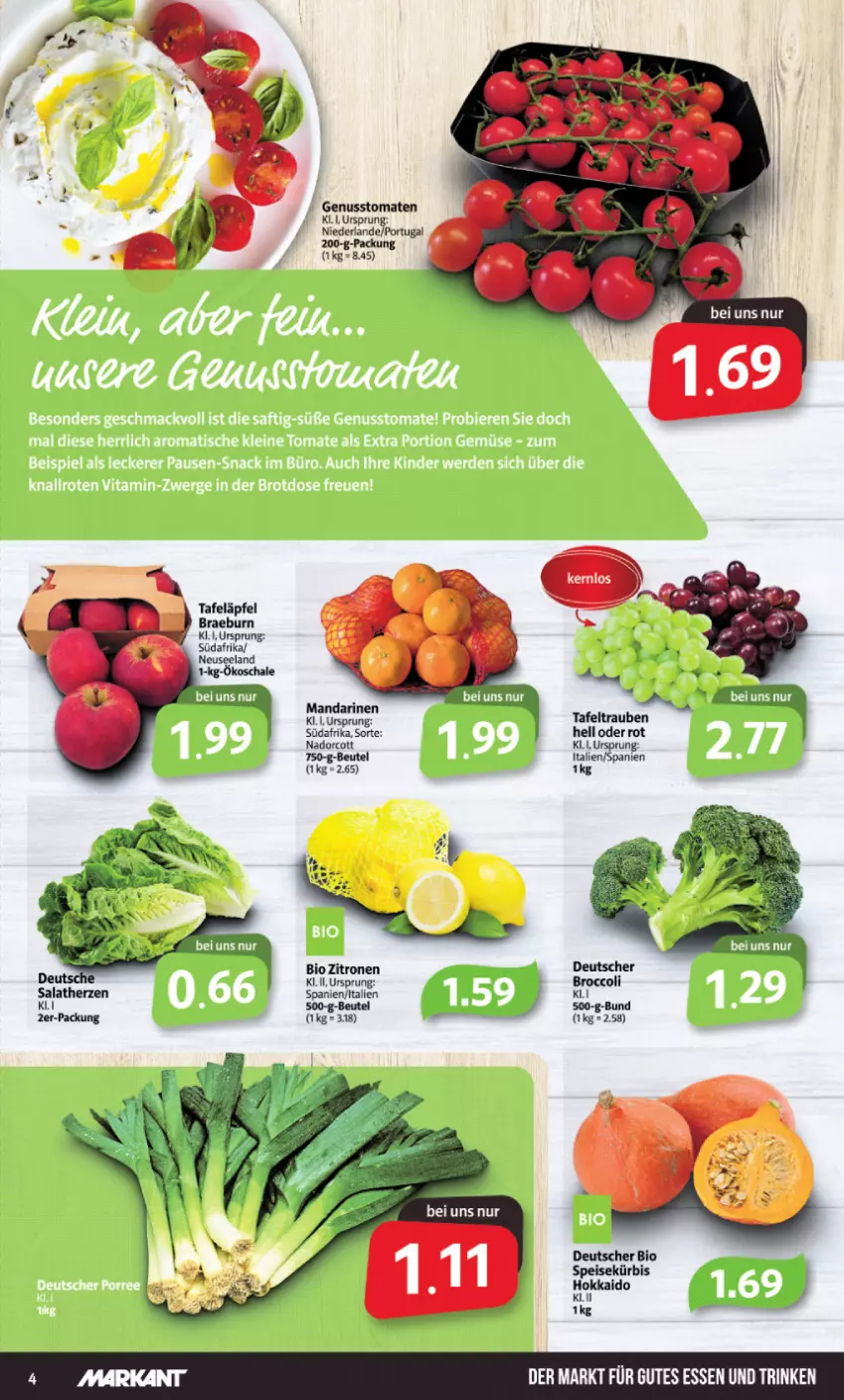 Aktueller Prospekt Markant - Prospekte - von 29.08 bis 03.09.2022 - strona 4 - produkty: beutel, bio, eis, Elan, gutes essen, Kürbis, mandarine, mandarinen, nuss, salat, salatherzen, Schal, Schale, tafeläpfel, tafeltrauben, tomate, tomaten, trauben, zitrone, zitronen