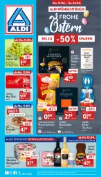 Gazetka promocyjna Aldi Nord - Aldi-Aktuell - Gazetka - ważna od 16.04 do 16.04.2022 - strona 1 - produkty: aldi, angebot, aus der tiefkühlung, beutel, biscotto, brötchen, butter, coppenrath, eier, eierlikör, eis, ferrero, gin, kaffee, Kinder, lachs, likör, Mon Chéri, Nescafé, pizza, Räucherlachs, reis, resa, sahne, Schal, Schale, Ti, torte, trauben, ZTE