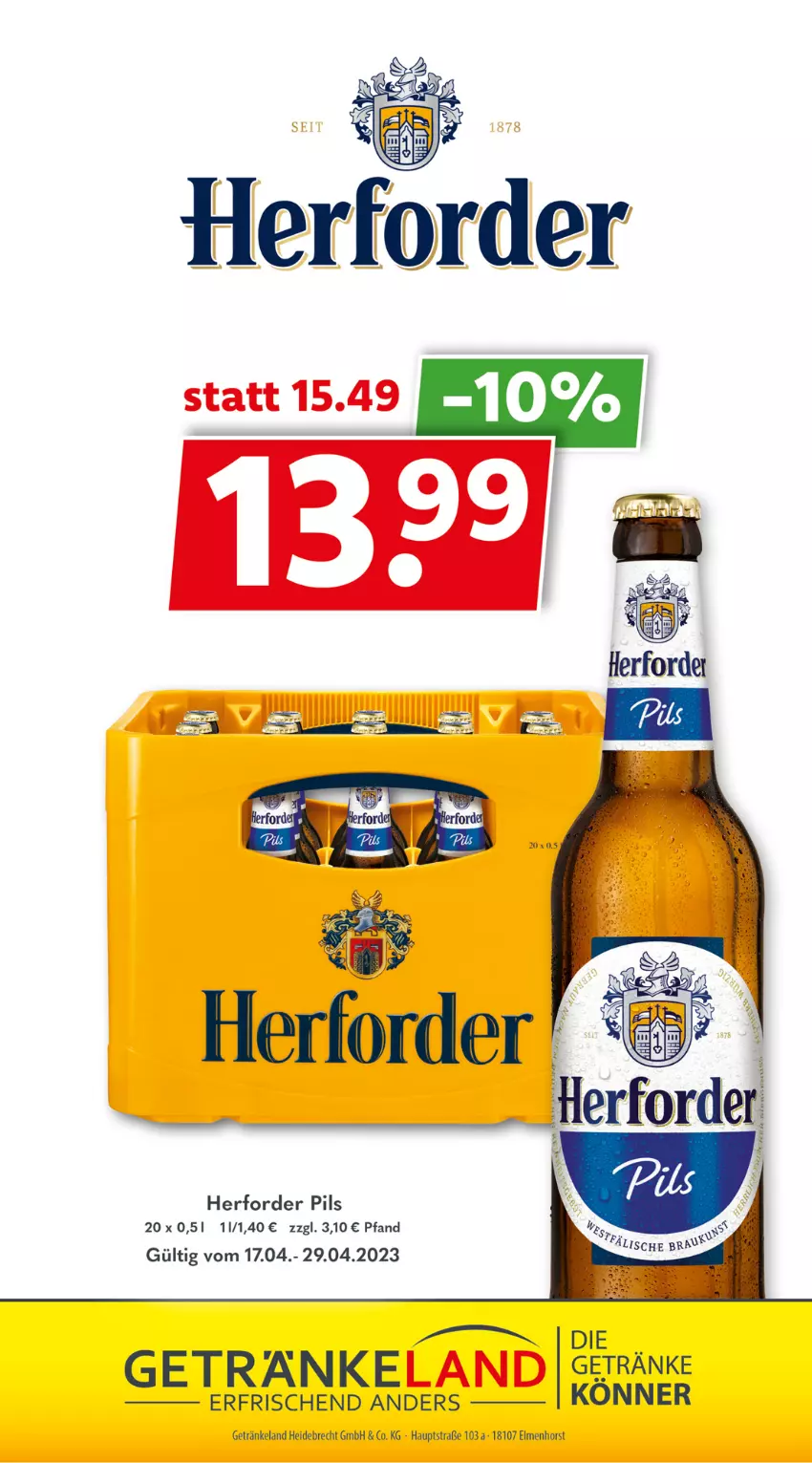 Aktueller Prospekt Getraenkeland - von 17.04 bis 29.04.2023 - strona 10 - produkty: Elan, getränk, getränke, pils, Ti