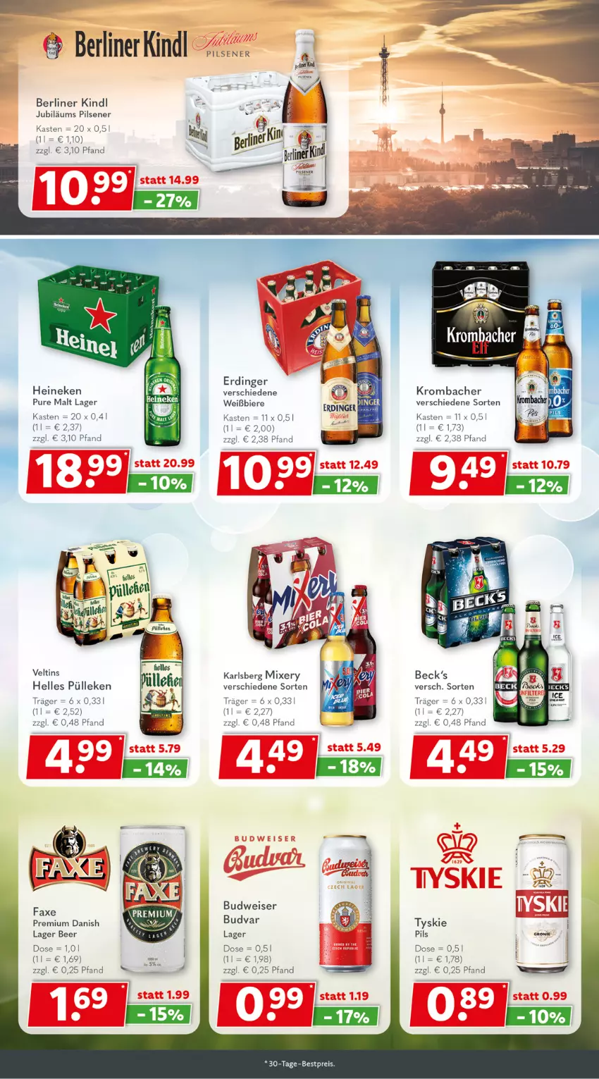 Aktueller Prospekt Getraenkeland - von 17.04 bis 29.04.2023 - strona 4 - produkty: axe, berliner, berliner kindl, bestpreis, bier, Biere, budweiser, eis, elle, heineken, Jubiläums, karlsberg, karlsberg mixery, krombache, krombacher, Mixer, mixery, pils, pilsener, reis, Ti, tyskie, veltins