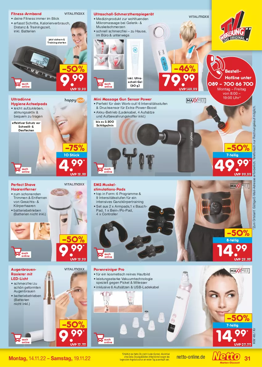 Aktueller Prospekt Netto Marken-Discount - Filial-Angebote - von 14.11 bis 19.11.2022 - strona 31 - produkty: akku, angebot, Armband, aufbewahrungskoffer, batterie, batterien, Bau, deka, deo, eis, HP, koffer, ladekabel, led-licht, medizinprodukt, rasierer, Rauch, reiniger, Roller, rwe, Schal, Spezi, telefon, Ti, tisch, uhr, usb, ZTE