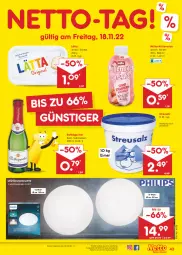 Gazetka promocyjna Netto Marken-Discount - Filial-Angebote - Gazetka - ważna od 19.11 do 19.11.2022 - strona 43 - produkty: angebot, bestpreis, decke, deckenleuchte, eimer, eis, lätta, LED Deckenleuchte, Leuchte, milch, Müller, müllermilch, reis, rotkäppchen, salz, sekt, Ti, ZTE