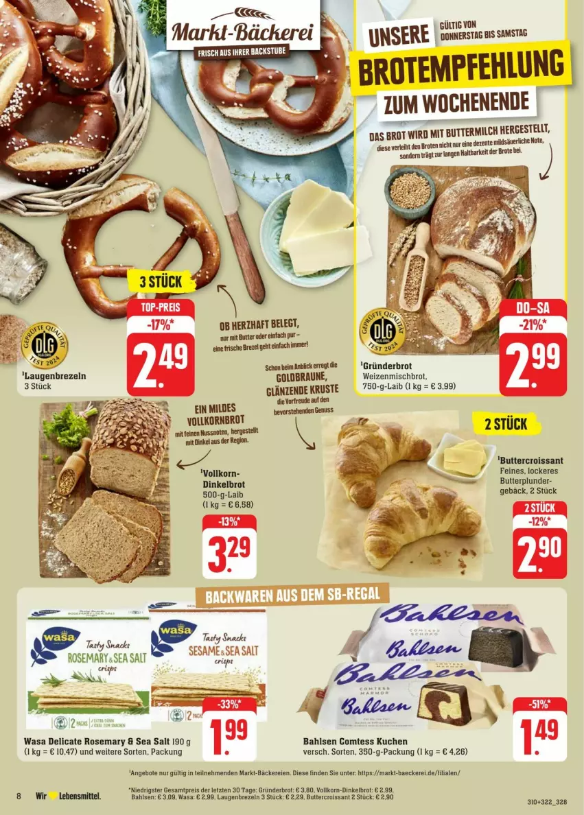 Aktueller Prospekt Edeka - Prospekte - von 13.07 bis 20.07.2024 - strona 16 - produkty: bahlsen, braun, brezel, Brezeln, brot, butter, buttermilch, Croissant, Dinkelbrot, eis, ente, fisch, fische, korn, kuchen, Laugenbrezel, lebensmittel, LG, milch, nuss, Plunder, reis, rel, sesam, snack, Ti, tuc, wasa, weizenmischbrot, ZTE