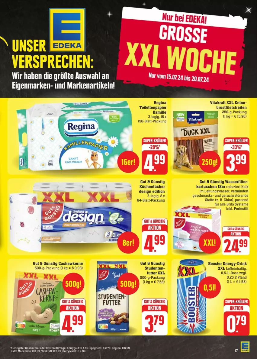 Aktueller Prospekt Edeka - Prospekte - von 13.07 bis 20.07.2024 - strona 27 - produkty: ACC, chia, curry, currywurst, eis, gin, kraft, latte, latte macchiato, mac, macchiato, reis, spaghetti, tee, Ti, vita, vitakraft, wasser, wasserfilter, wurst, ZTE