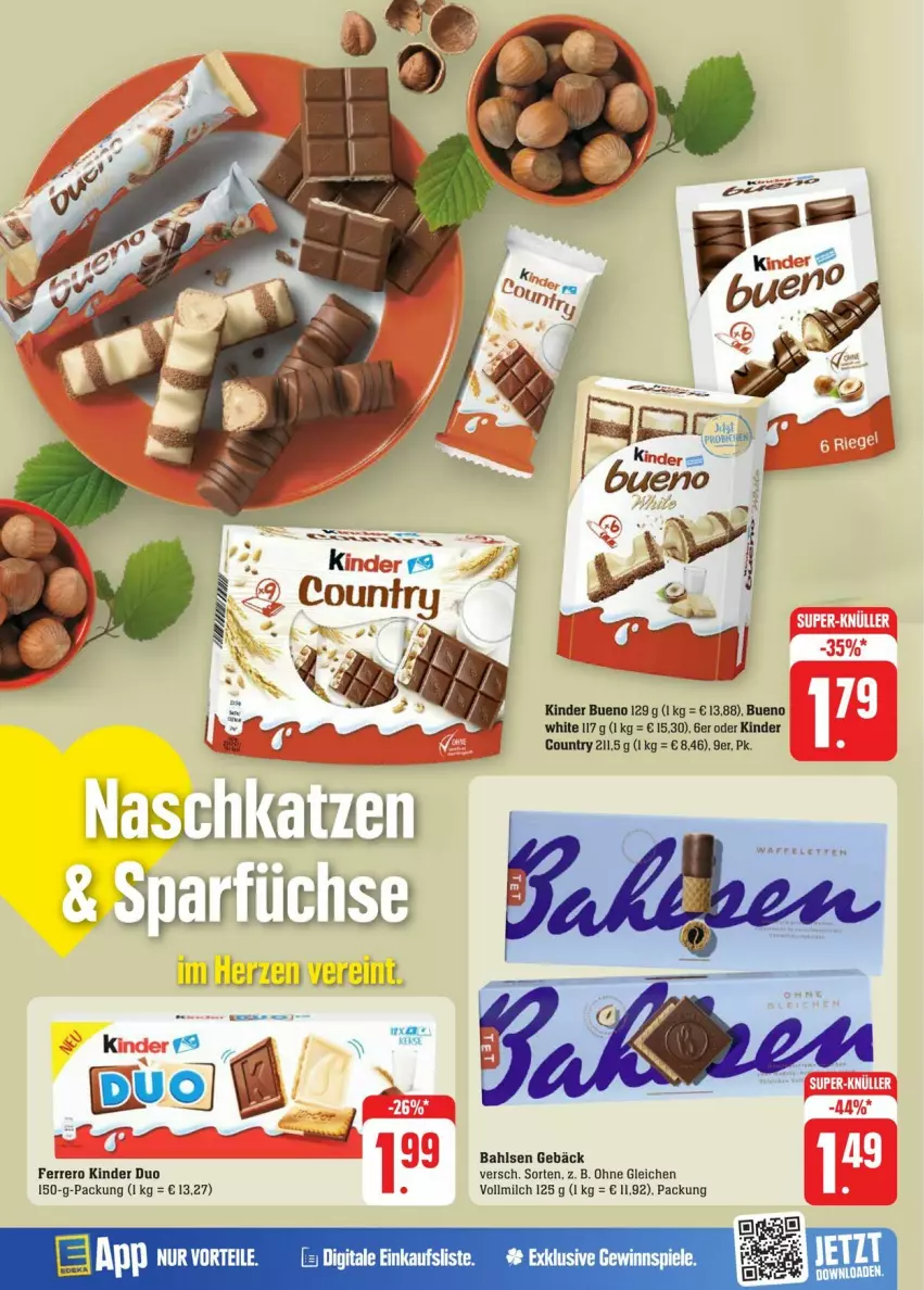 Aktueller Prospekt Edeka - Prospekte - von 13.07 bis 20.07.2024 - strona 28 - produkty: bahlsen, ferrero, Kinder, kinder bueno, milch, siena, vollmilch