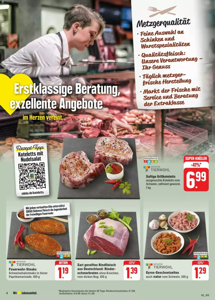 Aktueller Prospekt Edeka - Prospekte - von 13.07 bis 20.07.2024 - strona 6 - produkty: braten, eis, fleisch, geschnetzeltes, gewürz, grill, grillkotelett, grillkoteletts, gyros, kotelett, marinade, natur, nudel, nudelsalat, nuss, paprika, rel, rind, rinder, rindfleisch, rwe, saft, salat, schmorbraten, schwein, schweine, Spezi, steak, steaks, Ti, wein, weine, wurst, Zelt, ZTE