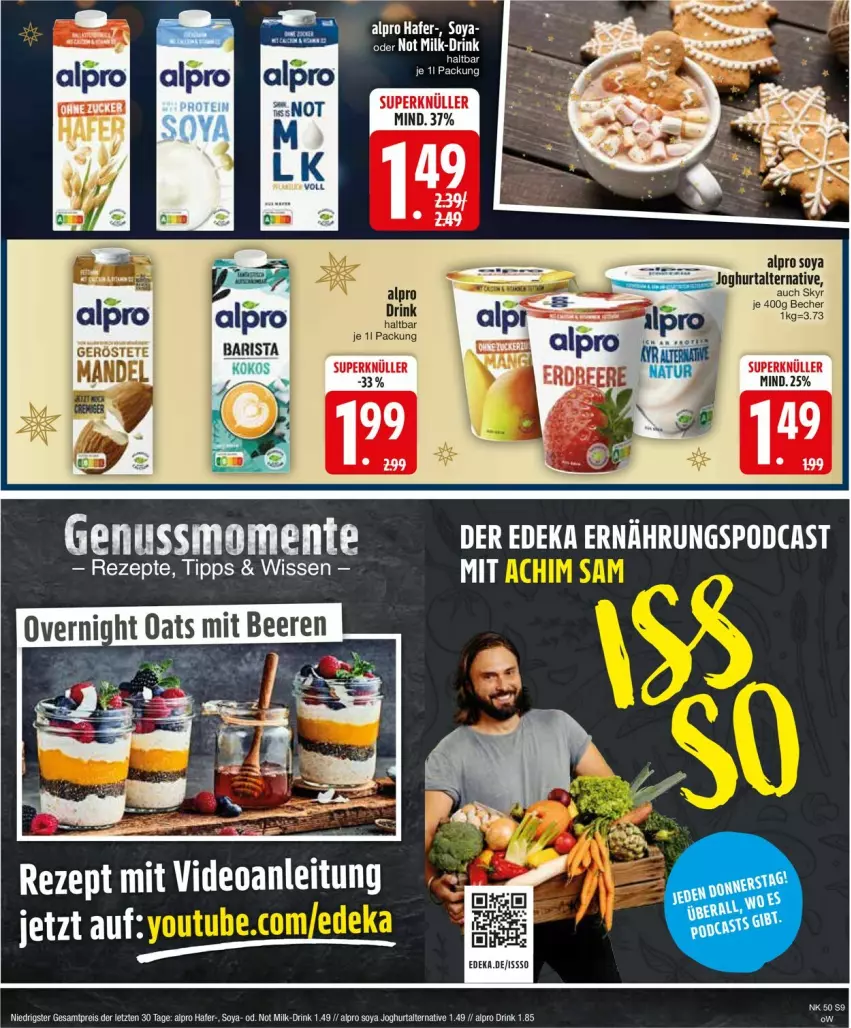 Aktueller Prospekt Edeka - Prospekte - von 09.12 bis 14.12.2024 - strona 11 - produkty: alpro, Becher, beere, beeren, deka, drink, eier, eis, ente, hafer, joghur, joghurt, nuss, reis, rel, rezept, rezepte, soya, Ti, ZTE