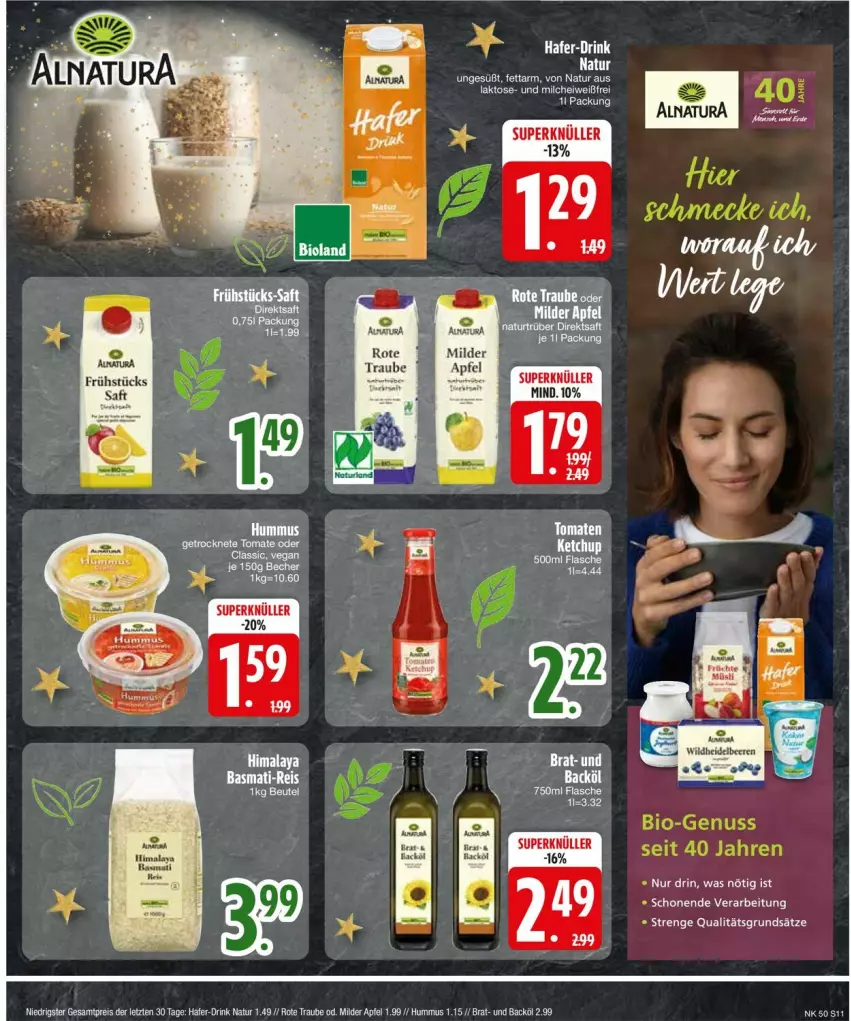 Aktueller Prospekt Edeka - Prospekte - von 09.12 bis 14.12.2024 - strona 13 - produkty: apfel, basmati, basmati-reis, canon, drink, eis, hafer, milch, natur, reis, Ti, ZTE