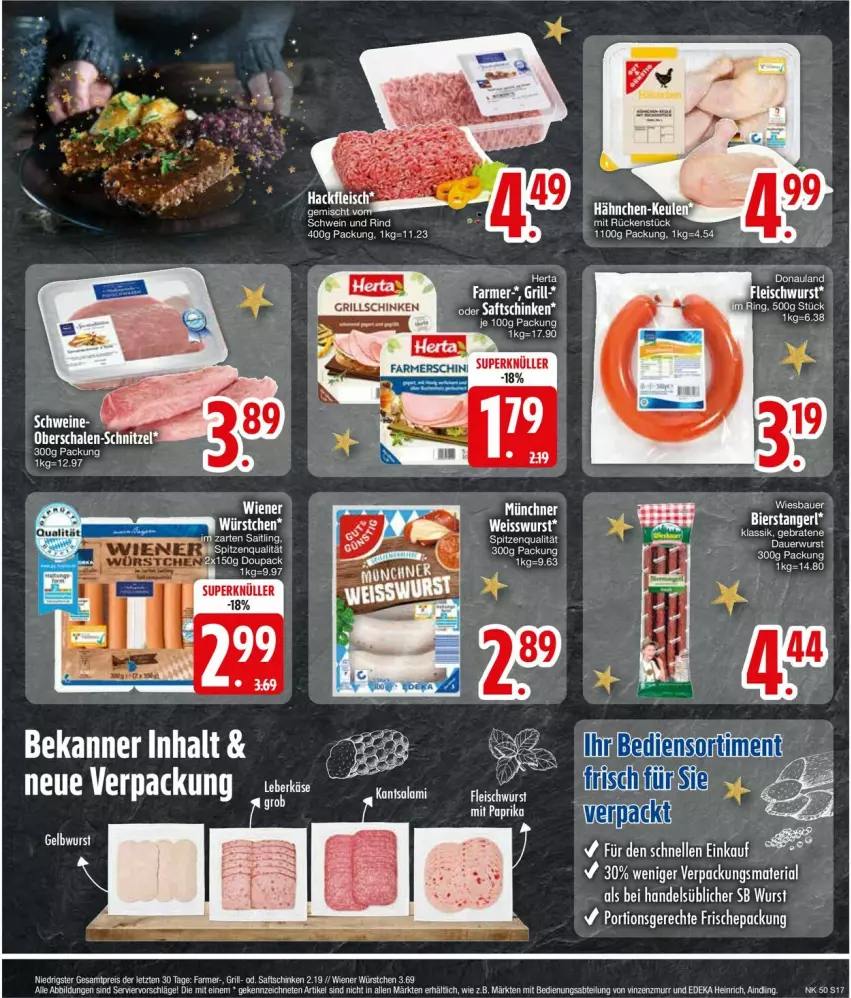 Aktueller Prospekt Edeka - Prospekte - von 09.12 bis 14.12.2024 - strona 19 - produkty: auer, Bau, Bauer, brot, eier, elle, ente, herta, Schal, Schale, schwein, schweine, spitzenqualität, tee, Ti, Vase, wein, weine, wiesbauer, wurst, ZTE