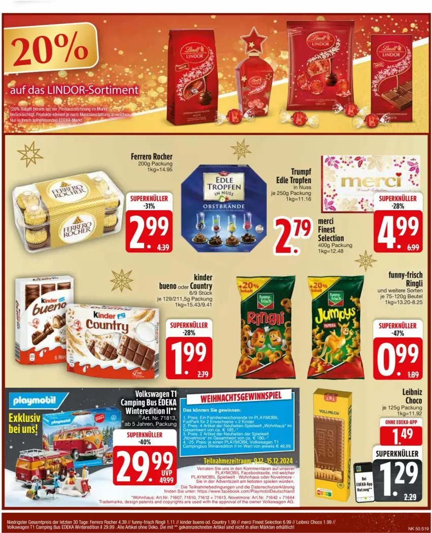 Aktueller Prospekt Edeka - Prospekte - von 09.12 bis 14.12.2024 - strona 21 - produkty: beutel, deka, eis, ferrero, Ferrero Rocher, funny-frisch, Kinder, kinder bueno, leibniz, merci, reis, ring, Ti, ZTE