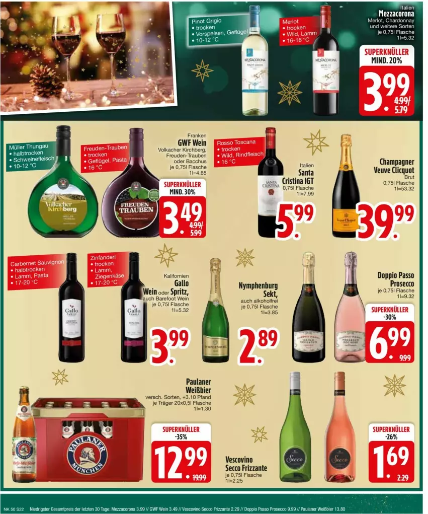 Aktueller Prospekt Edeka - Prospekte - von 09.12 bis 14.12.2024 - strona 24 - produkty: ACC, alkohol, asti, bier, champagne, champagner, doppio passo, ecco, flasche, frizzante, passo, Paula, paulaner, prosecco, sekt, Ti, trauben, vescovino, wein