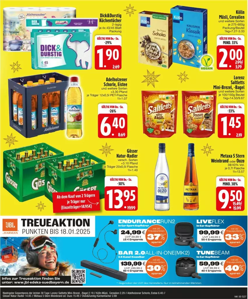 Aktueller Prospekt Edeka - Prospekte - von 09.12 bis 14.12.2024 - strona 29 - produkty: deka, gösser, jbl, küche, Küchen, küchentücher, Metaxa, natur, ouzo, radler, Ti, tücher, wein, weinbrand, Zelt