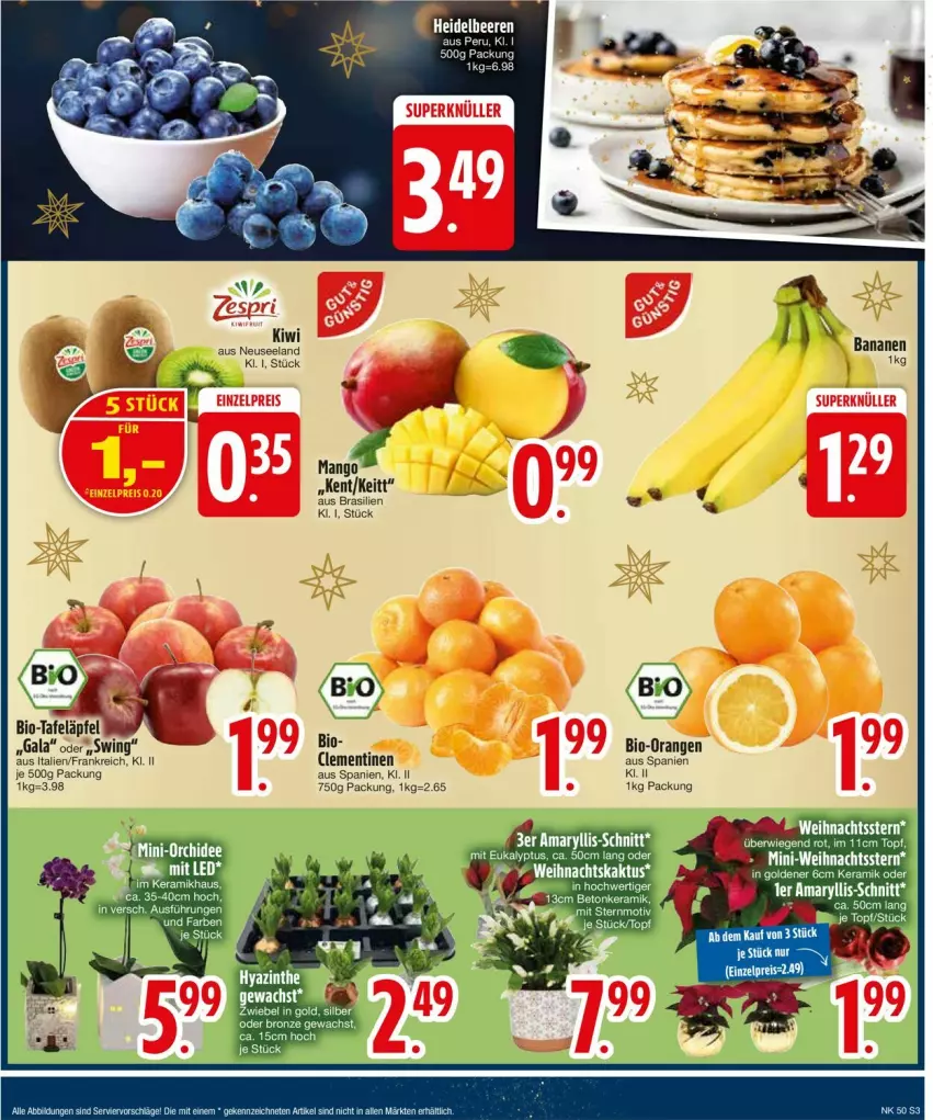 Aktueller Prospekt Edeka - Prospekte - von 09.12 bis 14.12.2024 - strona 5 - produkty: banane, bananen, bio, clementinen, Elan, kiwi, mango, orange, orangen, ritter, tafeläpfel, tee, Ti, topf, zwiebel