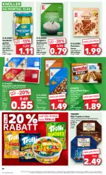 Gazetka promocyjna Kaufland - Prospekt - Gazetka - ważna od 17.04 do 17.04.2024 - strona 46 - produkty: alkohol, angebot, baguette, baguettes, beutel, brötchen, creme, eis, ente, erdnüsse, erdnüssen, gurke, gurken, hanuta, kochbeutel, korn, Kornspitz, milch, natur, nuss, Paranusskerne, pralinen, reis, riegel, rum, sandwich, schoko, schokolade, studentenfutter, Ti, trolli, waffeln, weizenbrötchen, ZTE