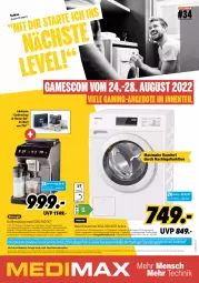 Gazetka promocyjna Medimax - MEDIMAX Prospekt KW34 2022 - Gazetka - ważna od 25.08 do 25.08.2022 - strona 1 - produkty: abholpreise, alpro, angebot, angebote, auto, Cap, De'Longhi, dekoration, eis, ente, erde, gefu, jeans, kaffee, kaffeespezialitäten, kaffeevollautomat, kaffeevollautomaten, latte, LG, mastercard, milch, reis, rezept, rezepte, rum, Spektrum, Spezi, Ti, tisch, tomate, tomaten, trommel, vollautomaten, waschmaschine, wasser, wassertank, wolle