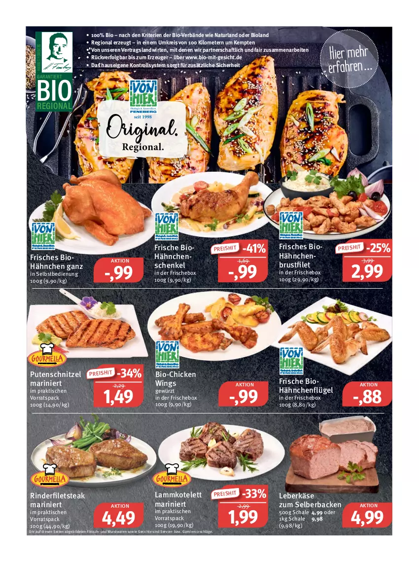 Aktueller Prospekt Feneberg - Prospekte - von 02.06 bis 04.06.2022 - strona 2 - produkty: bio, bioland, brustfilet, chicken wings, eis, filet, filets, fleisch, garnier, gewürz, hähnchenbrust, hähnchenbrustfilet, hähnchenflügel, hähnchenschenkel, henkel, Käse, kotelett, lamm, lammkotelett, leberkäs, leberkäse, LG, natur, naturland, pute, putenschnitzel, reis, rind, rinder, rinderfilet, Schal, Schale, schenkel, schnitzel, steak, Ti, tisch, wurst