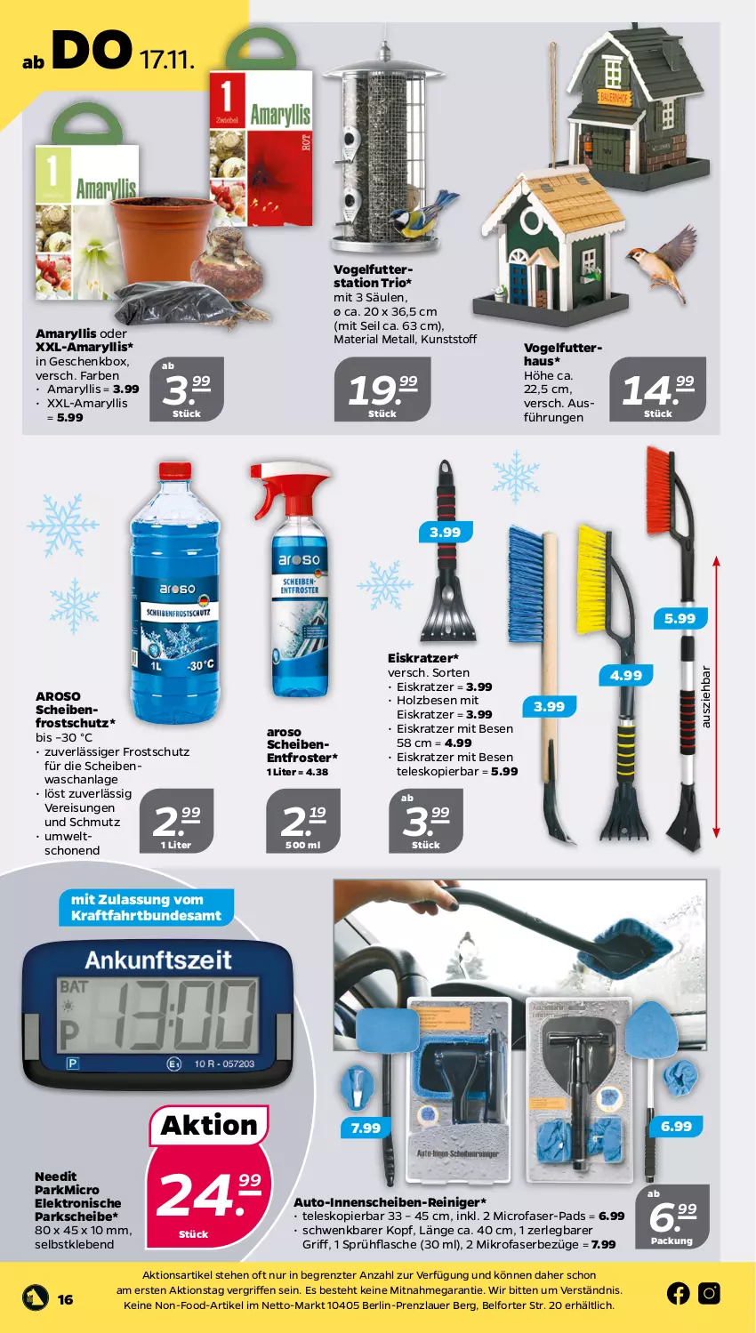 Aktueller Prospekt Netto - Woche 46 - von 14.11 bis 19.11.2022 - strona 16 - produkty: auer, auto, eis, Eiskratzer, Elektro, flasche, Geschenkbox, Holz, kraft, mikrofaser, reiniger, reis, Ria, Scheibenfrostschutz, sprühflasche, Teleskop, Ti, Vogelfutter, ZTE