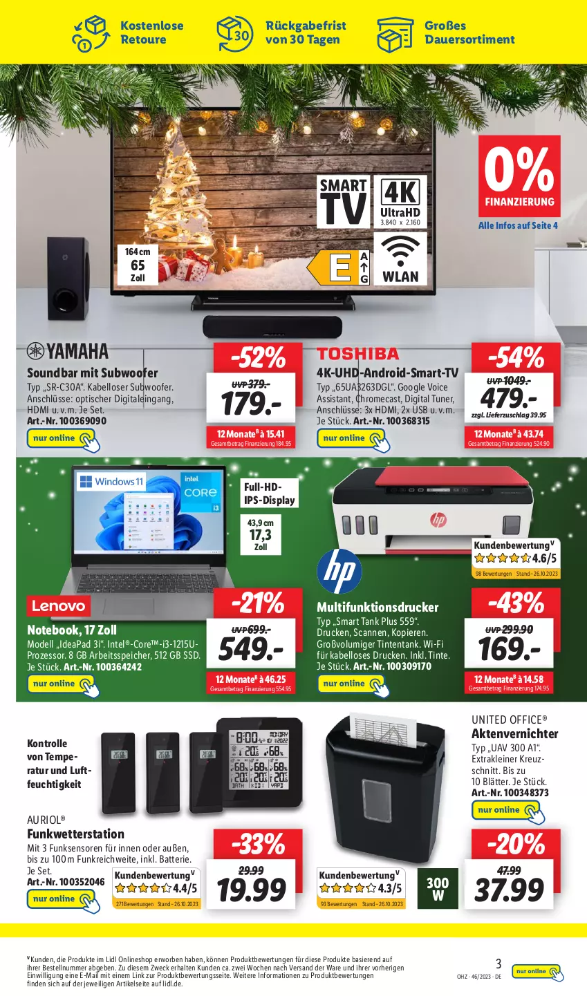 Aktueller Prospekt Lidl - Aktionsprospekt - von 13.11 bis 18.11.2023 - strona 51 - produkty: Aktenvernichter, auer, batterie, dell, dip, drucker, HDMI, Intel, ips-display, leine, Mode, multifunktionsdrucker, notebook, office, soundbar, ssd, Subwoofer, Ti, tisch, tuner, uhd, usb, weck, Wetterstation