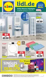 Gazetka promocyjna Lidl - Wochen-Highlights im Onlineshop - Gazetka - ważna od 12.11 do 12.11.2023 - strona 1 - produkty: angebot, angebote, Bad, Badmöbel, badteppich, Beckenunterschrank, dell, eis, elle, hochschrank, möbel, Mode, ndk, regal, reis, rel, Ria, rum, Schal, Schale, Schrank, Seitenschrank, Spektrum, spiegel, spiegelschrank, telefon, teppich, Ti, Trockner, uhr, unterschrank, waschbecken, waschbeckenunterschrank