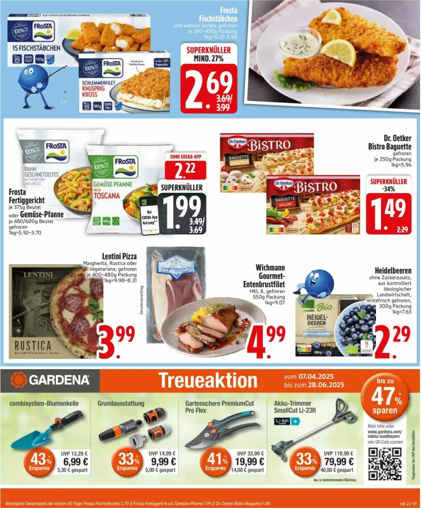 Aktueller Prospekt Edeka - Prospekte - von 26.05 bis 31.05.2025 - strona 11 - produkty: akku, baguette, beere, beeren, beutel, Bistro Baguette, brustfilet, deka, Dr. Oetker, ente, Entenbrust, fertiggericht, filet, frosta, gardena, gemüse-pfanne, heidelbeere, heidelbeeren, margherita, pfanne, pizza, Ti, trolli, zucker