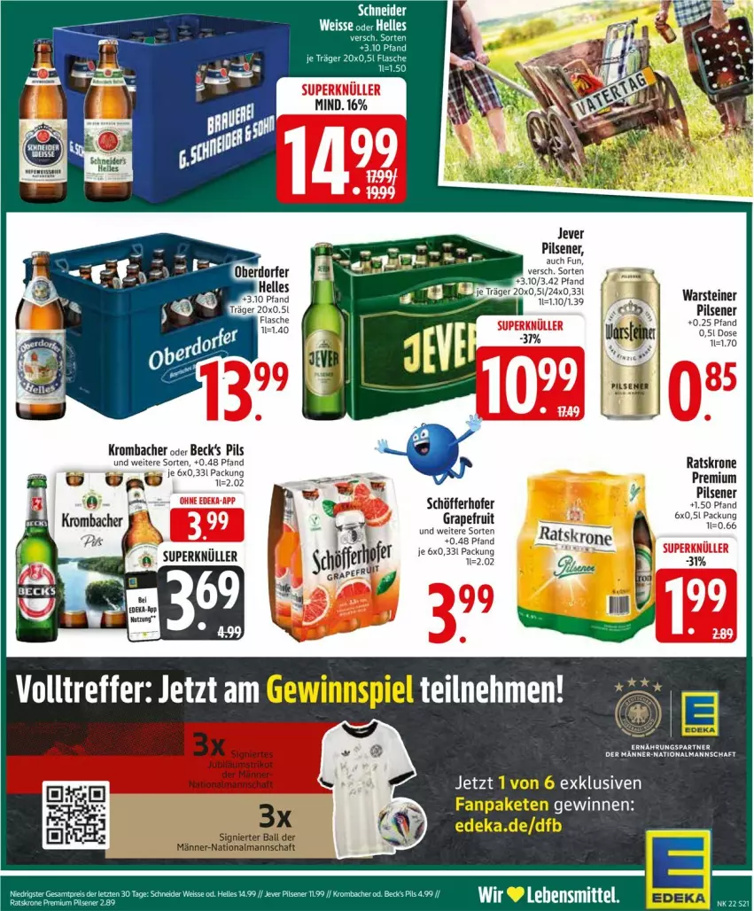 Aktueller Prospekt Edeka - Prospekte - von 26.05 bis 31.05.2025 - strona 23 - produkty: eis, flasche, grapefruit, jever, jever pilsener, krombache, krombacher, krone, pils, pilsener, schöfferhofer, steiner, Ti, warsteiner