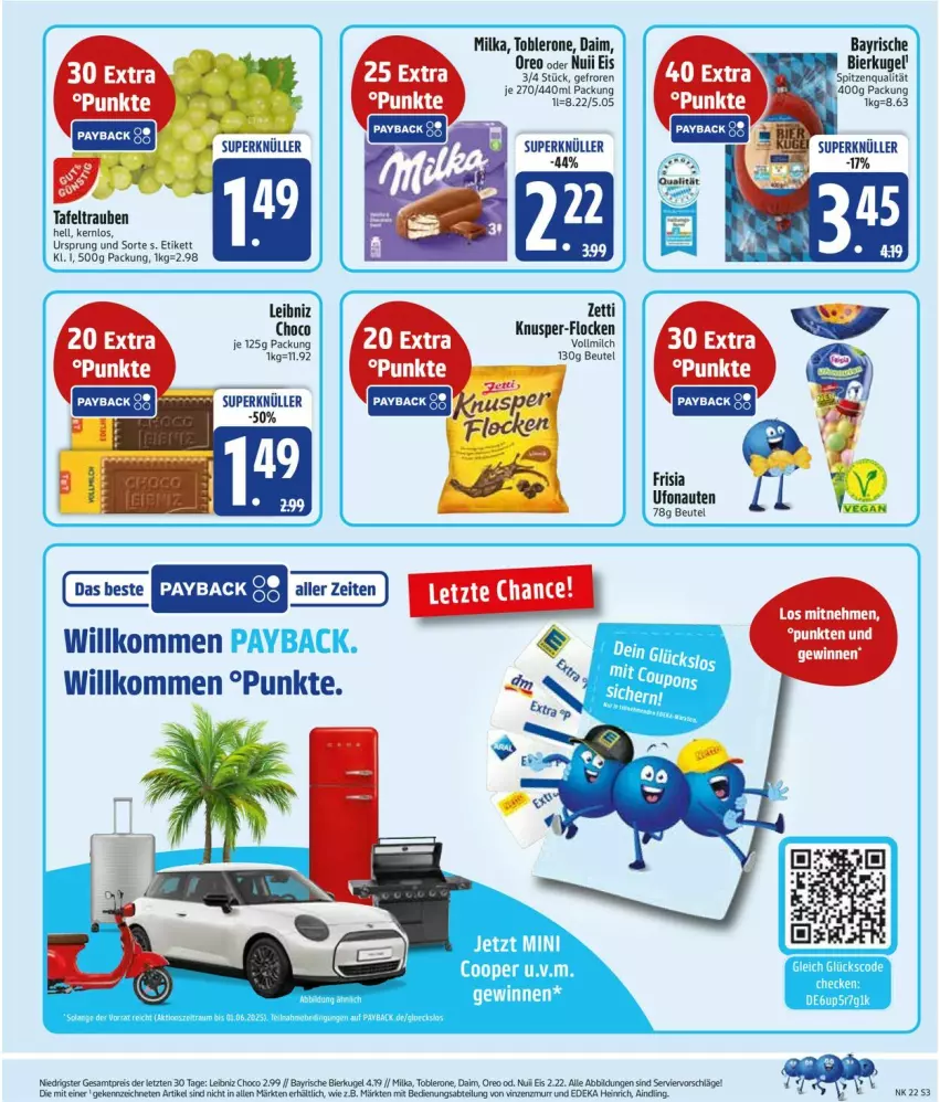 Aktueller Prospekt Edeka - Prospekte - von 26.05 bis 31.05.2025 - strona 5 - produkty: beutel, bier, daim, eis, K2, Kugel, leibniz, milch, milka, nuii, oreo, reis, spitzenqualität, tafeltrauben, Ti, toblerone, trauben, vollmilch, ZTE