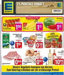 Gazetka promocyjna Edeka - Prospekte - Gazetka - ważna od 31.05 do 31.05.2025 - strona 3 - produkty: angebot, angebote, aperitif, banane, bananen, Becher, deka, eis, flasche, joghur, kotelett, LG, lillet, melone, milch, mini-rispentomaten, reis, rispentomaten, salat, salate, schwein, schweine, Ti, tomate, tomaten, wasser, wassermelone, wein, weine, Weißwurst, wurst, zott