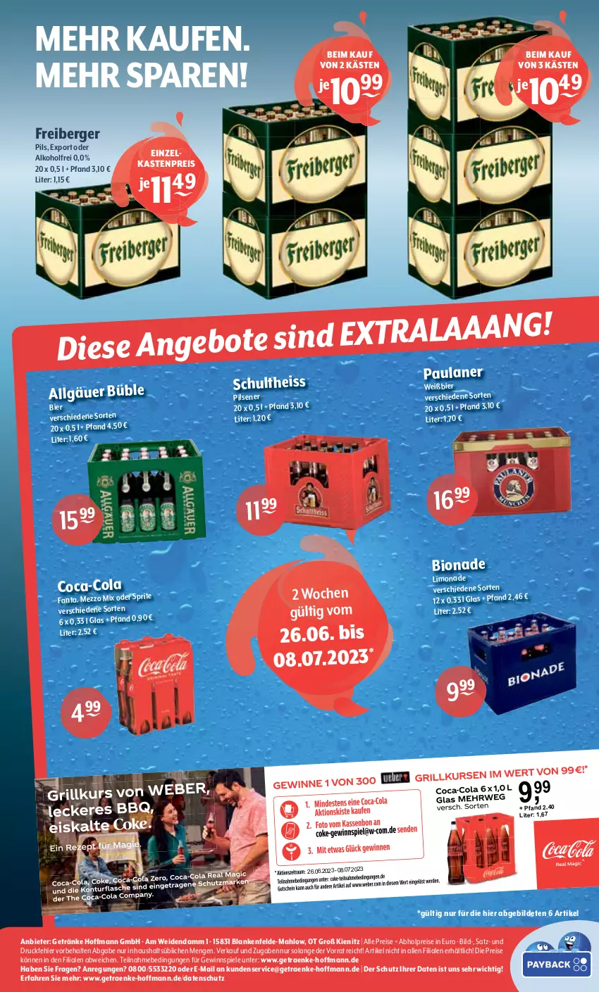 Aktueller Prospekt Getraenke Hoffmann - Prospekte - von 26.06 bis 01.07.2023 - strona 8 - produkty: abholpreise, alkohol, Berger, bier, bio, bionade, eis, fanta, Freiberger, getränk, getränke, gewinnspiel, LG, limo, limonade, oder sprite, Paula, pils, pilsener, reis, Schultheiss, Spiele, sprite, Ti