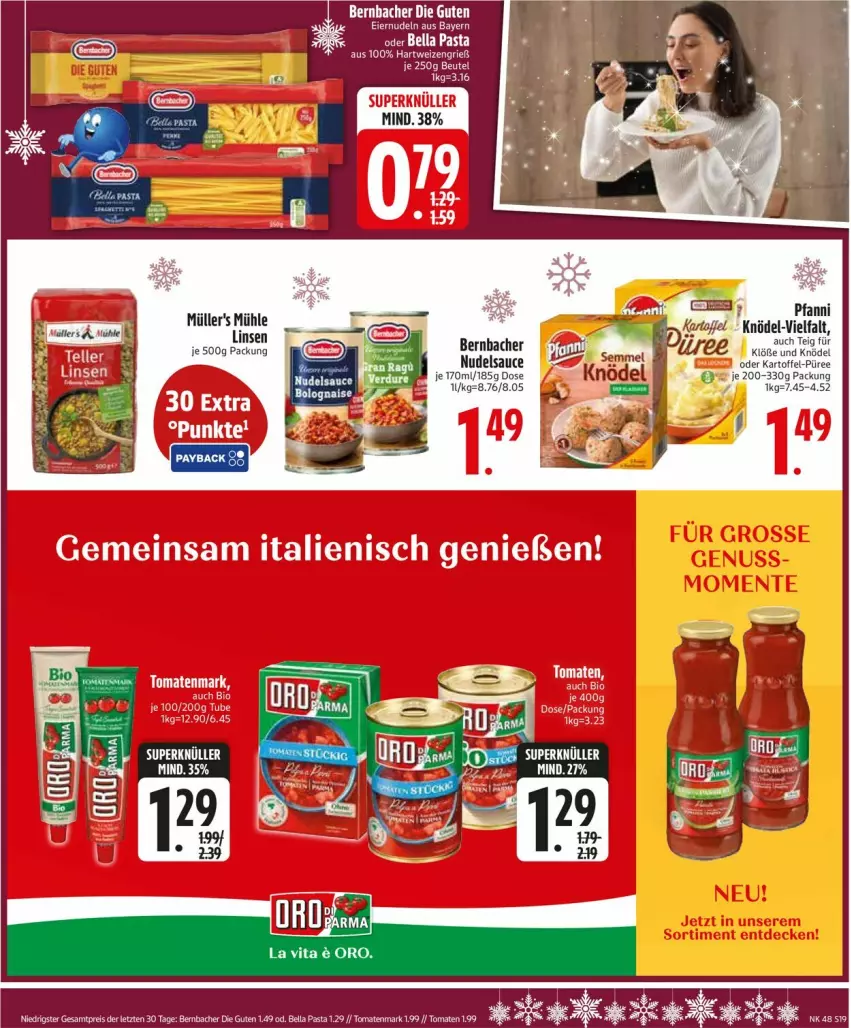 Aktueller Prospekt Edeka - Prospekte - von 24.11 bis 29.11.2025 - strona 21 - produkty: bernbacher, beutel, bio, kartoffel, Knödel, nudel, pasta, pfanni, püree, sauce, tomate, tomaten, vita