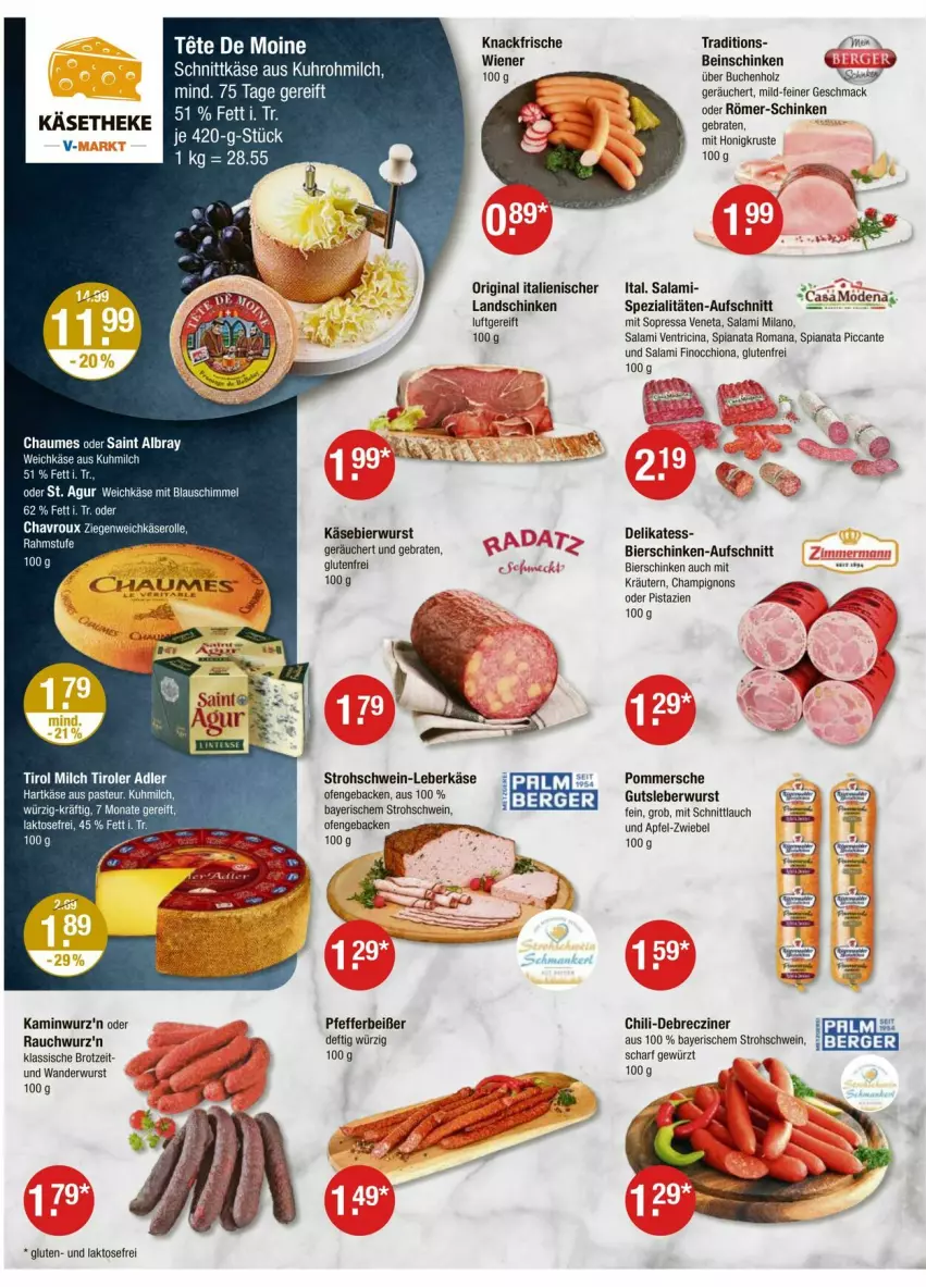 Aktueller Prospekt Vmarkt - Prospekte - von 04.09 bis 10.09.2025 - strona 2 - produkty: albray, apfel, aufschnitt, bier, bierschinken, braten, brot, buch, champignon, champignons, chaumes, chavroux, chili, cin, debrecziner, ente, geback, gewürz, gin, gutsleberwurst, hartkäse, Holz, honig, Kamin, Kaminwurz, Käse, käsetheke, kräuter, kräutern, landschinken, leberkäs, leberkäse, leberwurst, mac, milch, Mode, Ofen, pfeffer, Pfefferbeißer, pistazien, Pommersche, Rauch, saint albray, salami, schinken, schnittkäse, schnittlauch, schwein, Spezi, Ti, uhr, weichkäse, wein, wiener, wurst, zwiebel