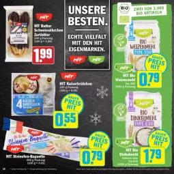 Gazetka promocyjna Hit - Prospekte - Gazetka - ważna od 31.12 do 31.12.2021 - strona 18 - produkty: aktionspreis, baguette, bio, brötchen, butter, dinkelmehl, eis, elle, Kaiser, korn, mehl, Ofen, reis, schwein, steinofen, Steinofen-Baguette, teller, Ti, wein, weizenmehl