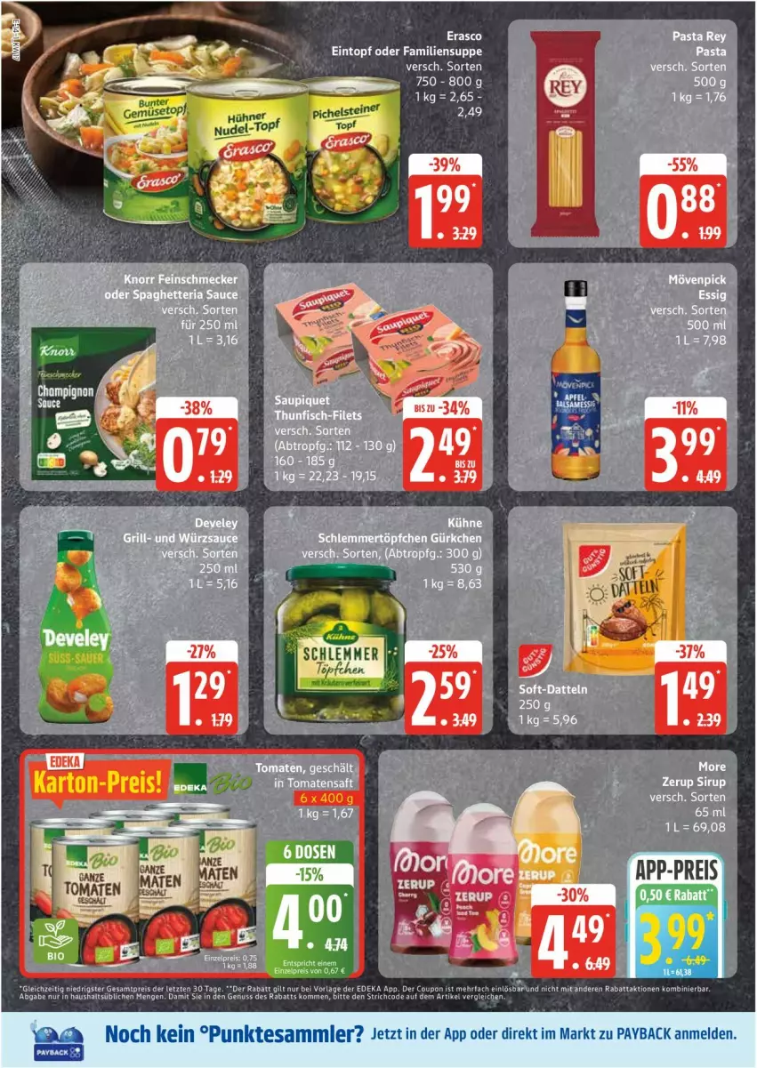 Aktueller Prospekt Edeka - Prospekte - von 21.04 bis 26.04.2025 - strona 14 - produkty: bett, eis, erasco, essig, korn, leine, LG, pasta, payback, reis, rel, saft, tesa, Ti, tomate, tomaten, Tomatensaft, ZTE